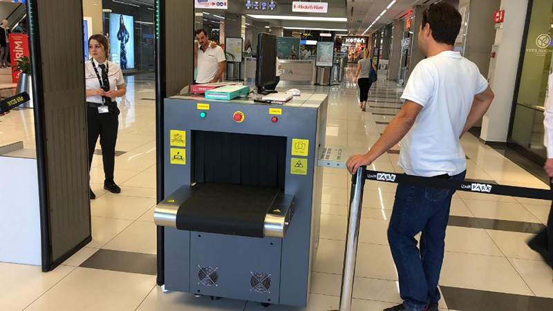 X-ray baggage scanner and Walk-through metal detector at Fengchengdong Railway Station